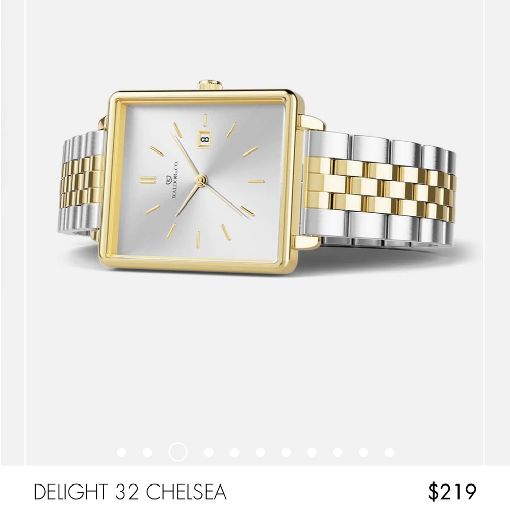 NWT/NIB Waldor & Co. ladies “Delight 32 Chelsea” 22 carat gold-plated SS watch - Picture 4 of 13